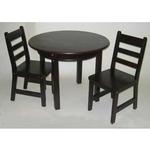 Child's Round Table w/shelf & Two chairs 524E - Espresso         