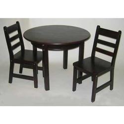 Child's Round Table w/shelf & Two chairs 524E - Espresso         