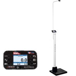 Detecto ICON-UWA Physician Scale With Sonar Height Rod AC adapter and Welch Allyn CVSM/CSM 600 x 0.2 lb  & 1000 x 0.5 lb