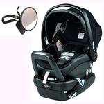 Peg Perego Primo Viaggio Nido Car Seat with Load Leg Base w/ Back Seat Mirror - Licorice