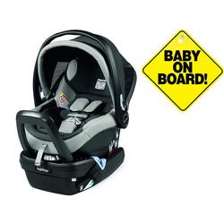 Peg Perego 4/35 Nido Car Seat with Load Leg Base - Ice/Grey with Baby on Board Sign