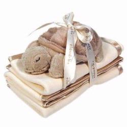 7121-BT Satin Trim Spill Cloth Set 3 piece Set With Plush Baby Turtle